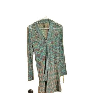 Pronto Cardigan Light  Knit Sweater Women' Size Small MultiColor Asymmetric Boho